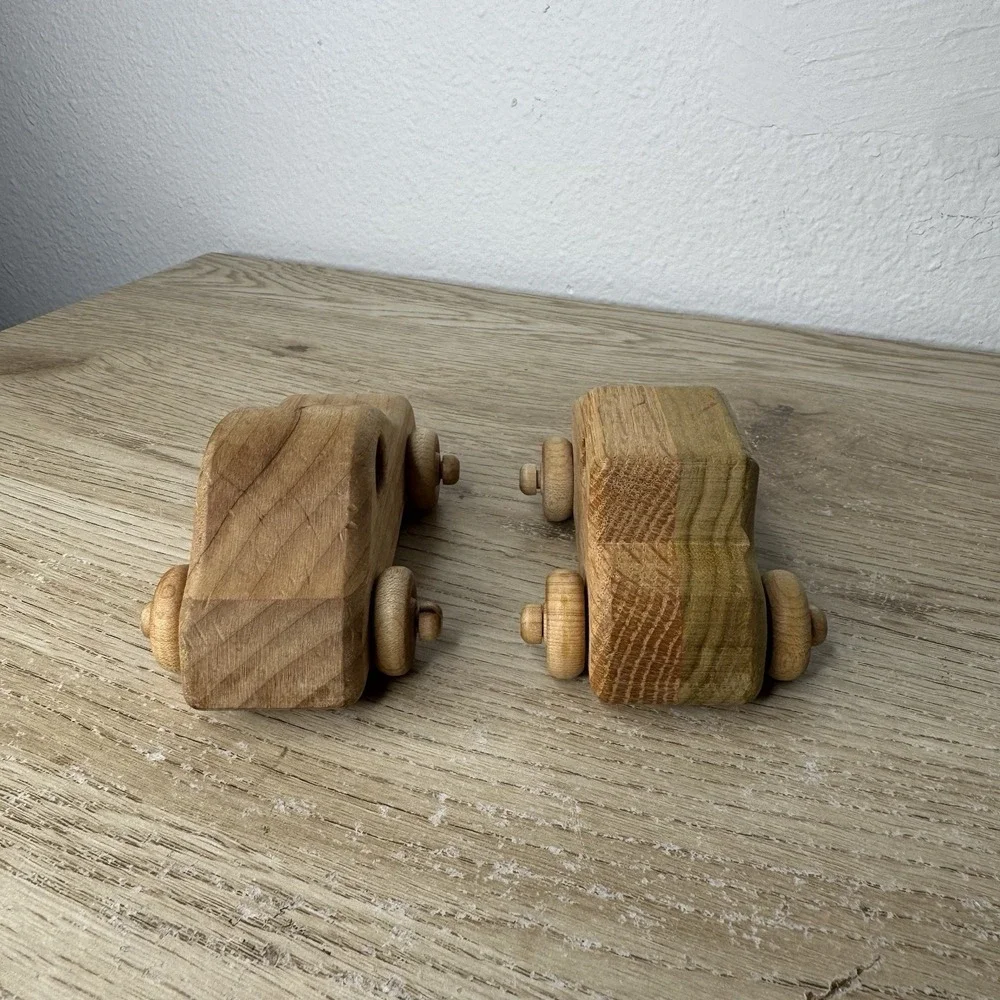 Handmade Carved Wood Cars Set of‎ 2 Race Car / Model T - Toysforblessings